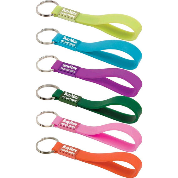 Custom Printed Silicone Sling Keyring - Indent with Logo