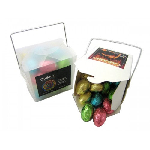 Custom Printed White Noodle Box with Easter Eggs with Logo 